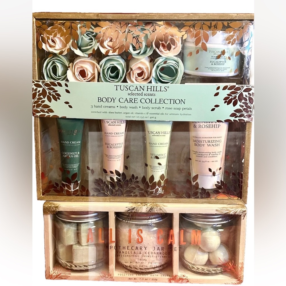 Tuscan Hills Body Care Collection. Bloom & Field Apothecary Jar set.